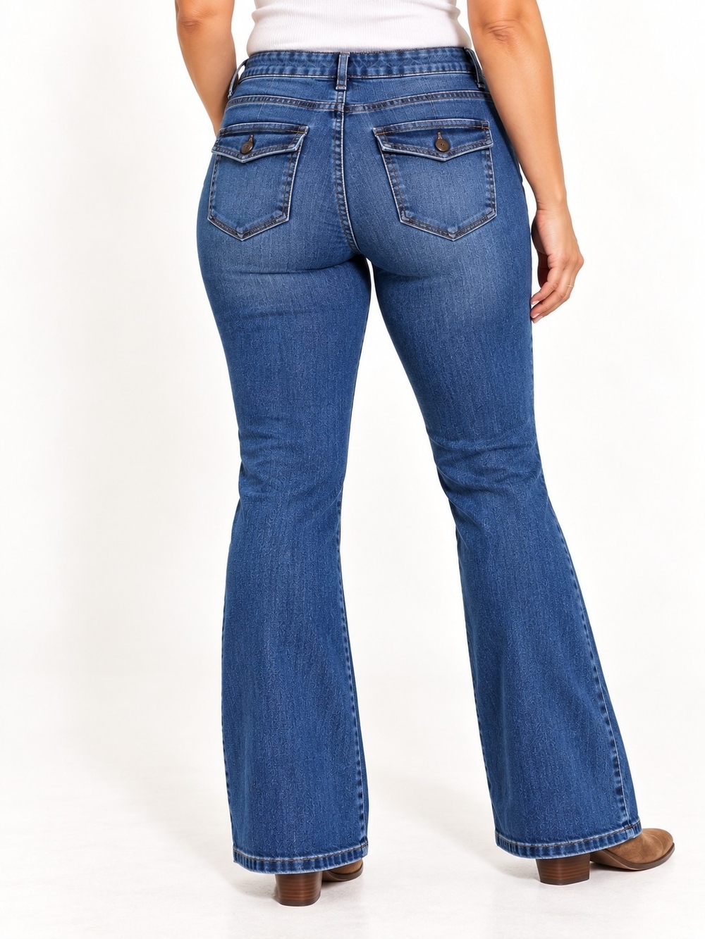Sonoma Bootcut Jeans Womens 16 Mid Rise Stretch Denim Flap Pocket Western Blue